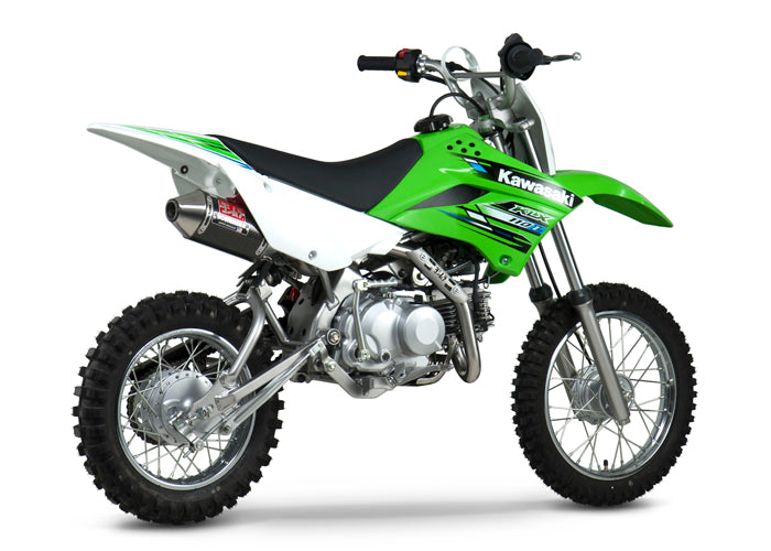 YOSHIMURA KAW KLX110/L 02-22/SUZ DR-Z110 03-05 RS-2 Stainless Full Exhaust with Carbon Fiber Muffler-DHZ MOTO