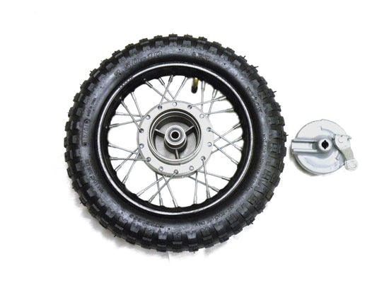 Black 12" Rear Drum Brake Wheel Complete