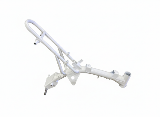 White CRF50 Style Dirt Bike Frame, suitable to build 110cc Bikes