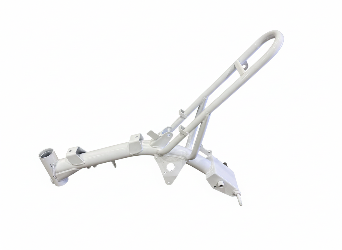 White CRF50 Style Dirt Bike Frame, suitable to build 110cc Bikes