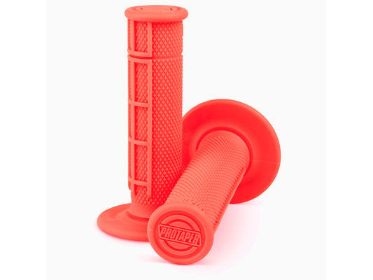 Pro Taper MX Single Density Half Waffle Grips, Super Soft Compound (Neon Red)