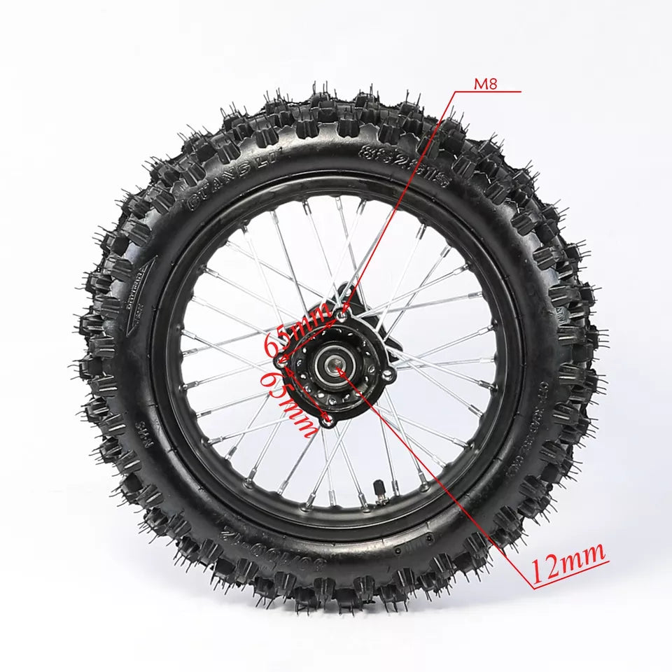 12" Rear Complete Wheel, Fit 15mm Axle