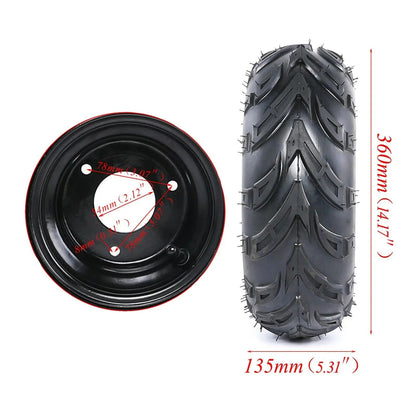 145/70 - 6 inch 3 Stud Wheel Rim Tyre, Quad, ATV