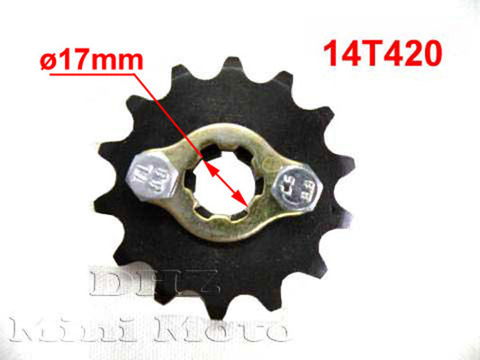 14T Sprocket #420,  17mm Shaft