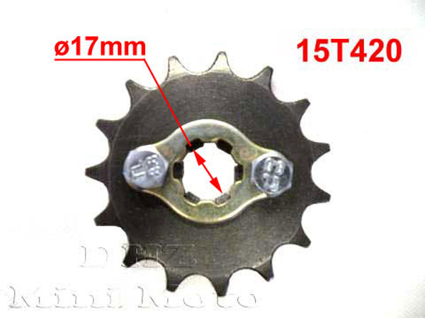 15T Sprocket #420,  17mm Shaft