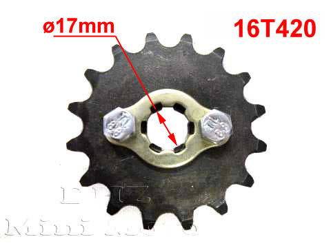 16T Sprocket #420,  17mm Shaft