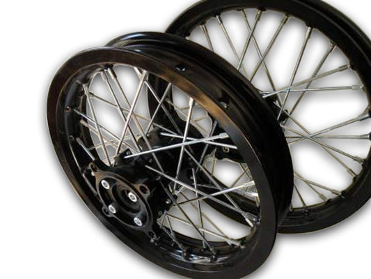 Black Rim  Black Hub 14" Front 12" Rear Wheel Set