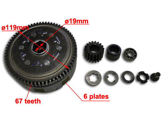 6 Plate 67 Teeth Manual Clutch Unit Kit, suit PitsterPro z160HO / 155z Engine