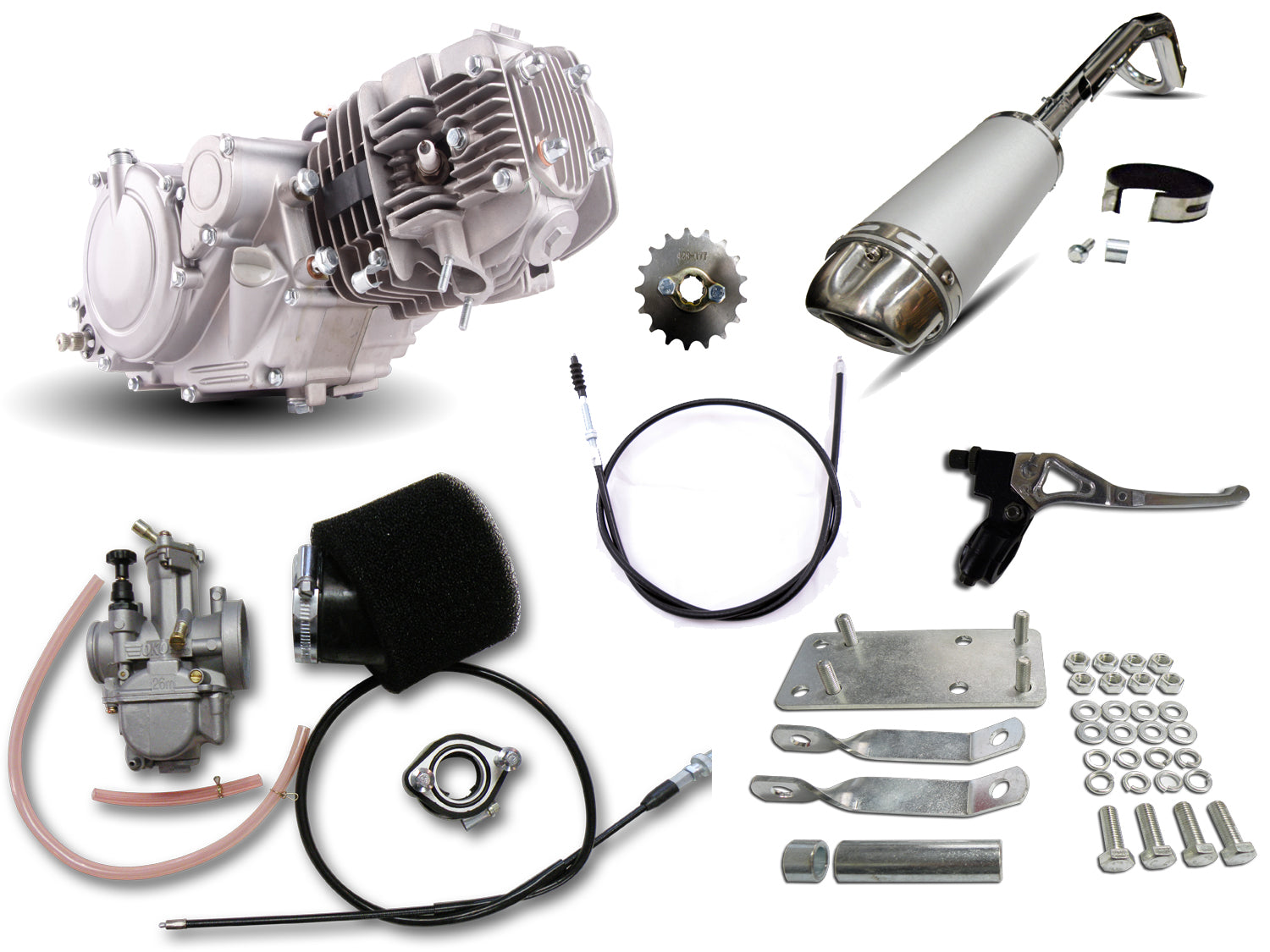 Honda Postie CT110 GPX 125 Engine Conversion Kit, with OKO 26mm Flat Slide Race Carburettor