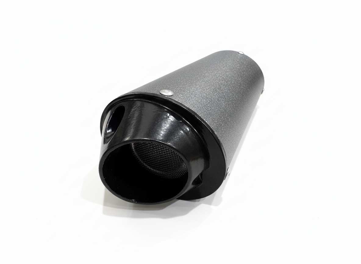 38mm Matt Grey Alloy Exhaust Muffler with Clamp