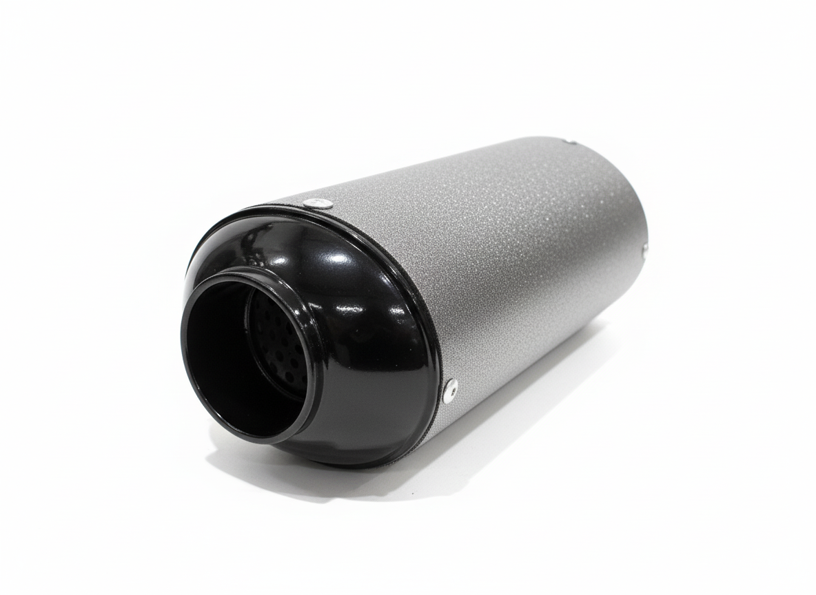 38mm Matt Grey Alloy Exhaust Muffler with Clamp