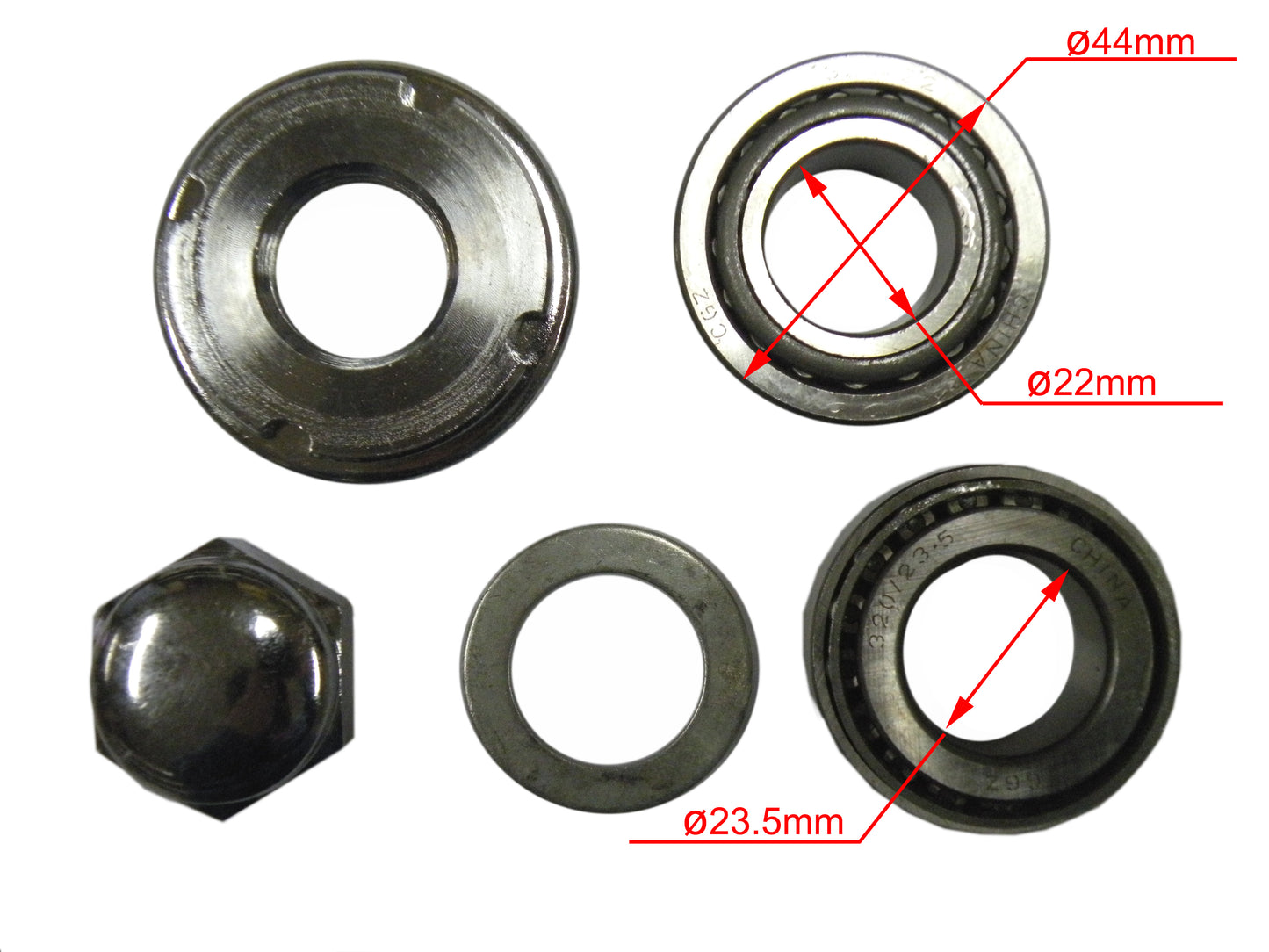 Steering Stem Taper Bearings, Cap Kit