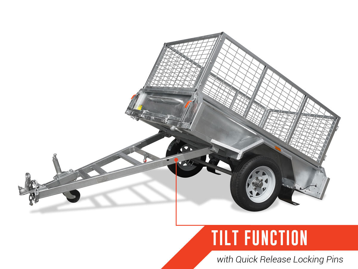 6 x 4 Light Weight Box Trailer 750 Hot Dip Gal Tipper with Cage