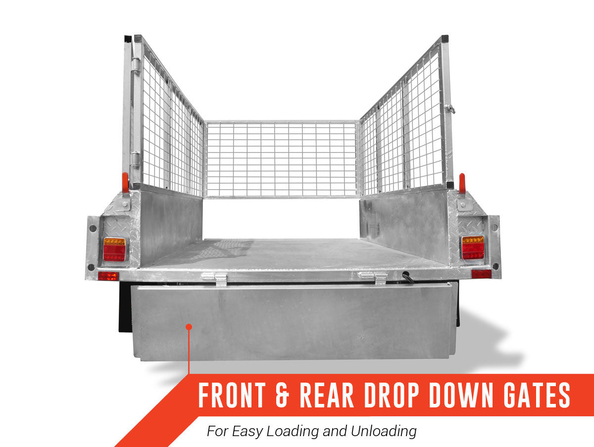 6 x 4 Light Weight Box Trailer 750 Hot Dip Gal Tipper with Cage