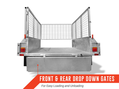 6 x 4 Light Weight Box Trailer 750 Hot Dip Gal Tipper with Cage