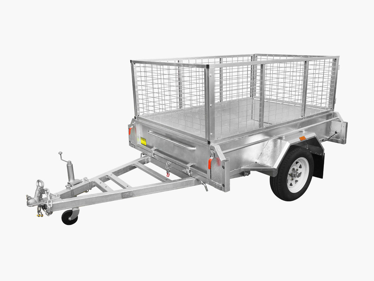 6 x 4 Light Weight Box Trailer 750 Hot Dip Gal Tipper with Cage