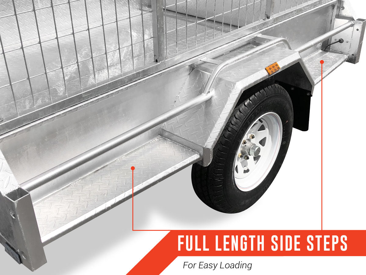 8 x 5 Galvanised Box Trailer Fully Welded 300mm with Side Cage