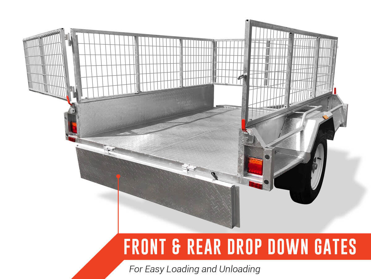 8 x 5 Galvanised Box Trailer Fully Welded 300mm with Side Cage