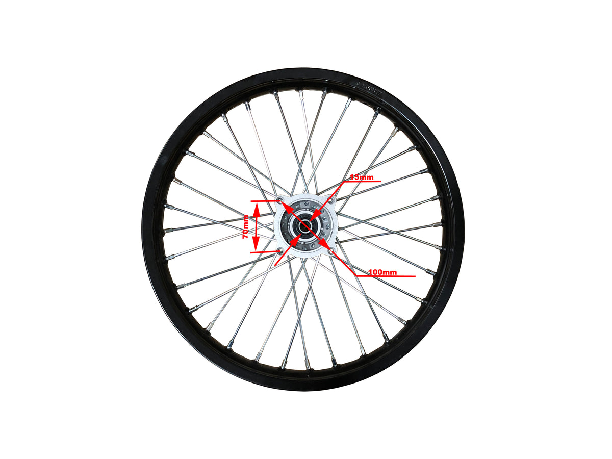 17" Front, 15mm Axle Hub, HD Black Alloy Rim (1.6 x 17)