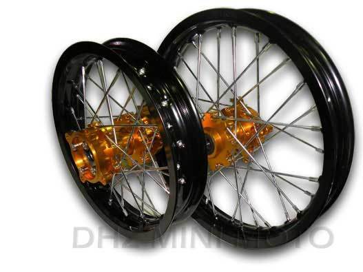 Black Rim Gold Hub 14" Front 12" Rear Wheel Set