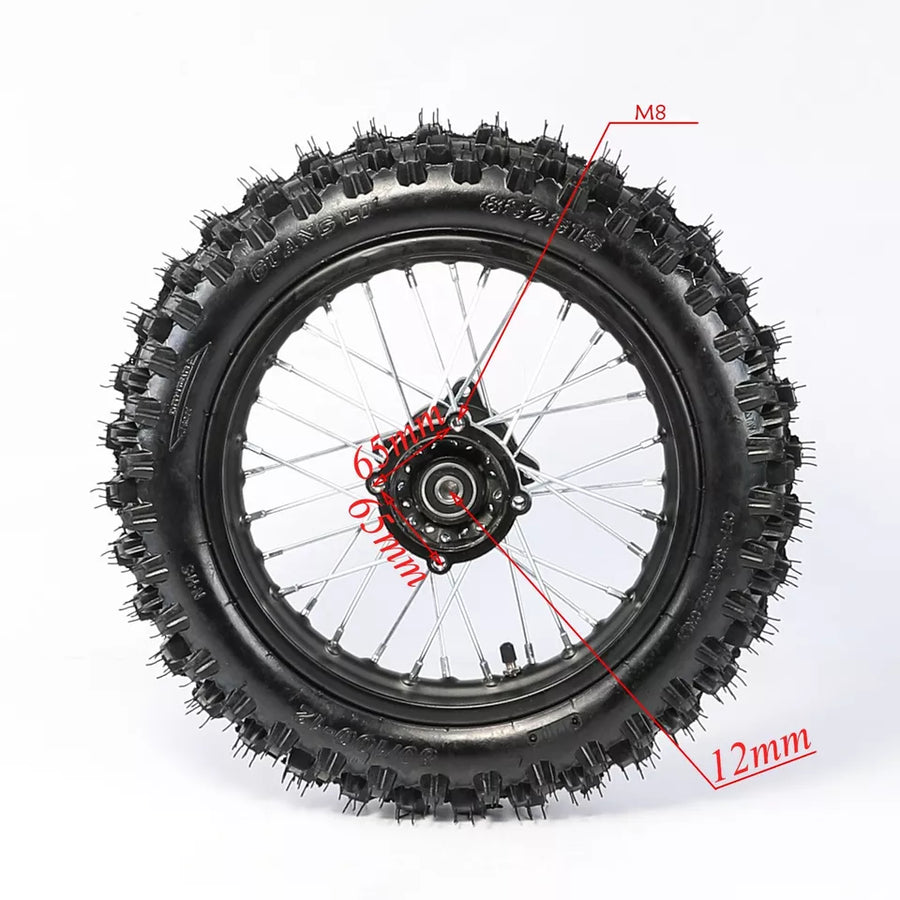 12" Rear Complete Wheel, Fit 15mm Axle